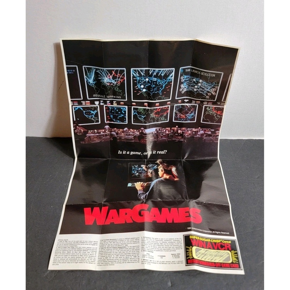 WarGames - 1984 Poster Cereal Box Sweepstakes SuperSugar‎ Crisp Cereal Promo